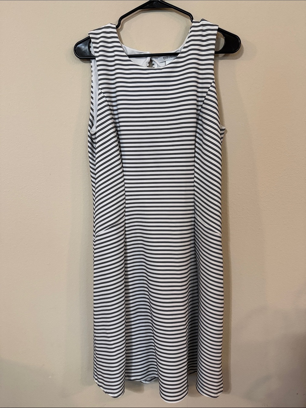 White House Black Market Black and White Striped Sleeveless Dress